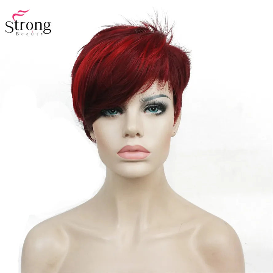 Capless Red Short Pixie Cut Natural Synthetic Wig For Women