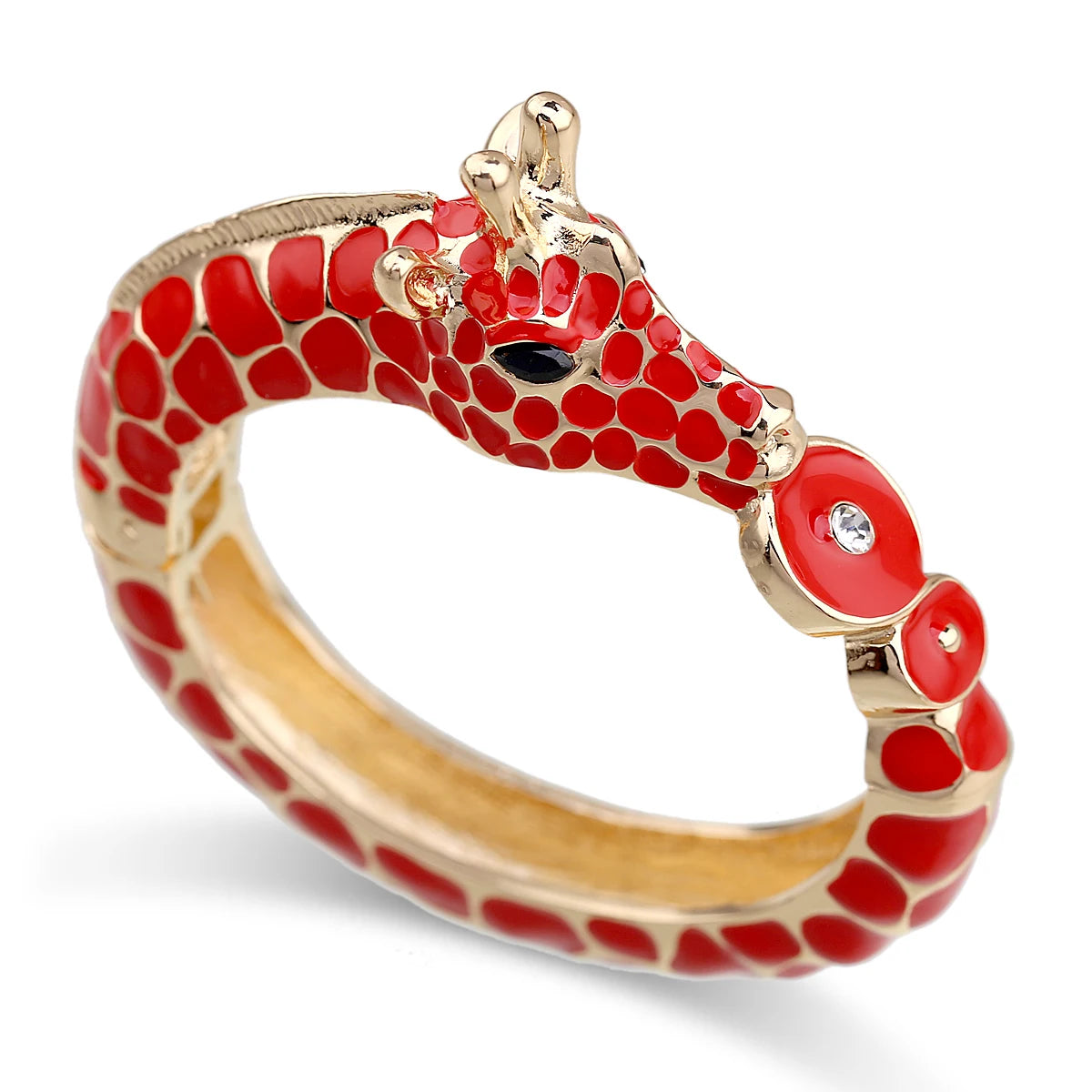 Gold Plated Zebra Enamel Statement Cuff Bracelet for Women