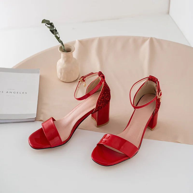 Classic Square Heel Buckle Sandals