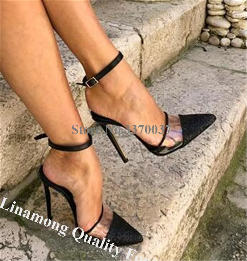 Transparent Cut Out Stiletto Pointed Toe Pumps for Women