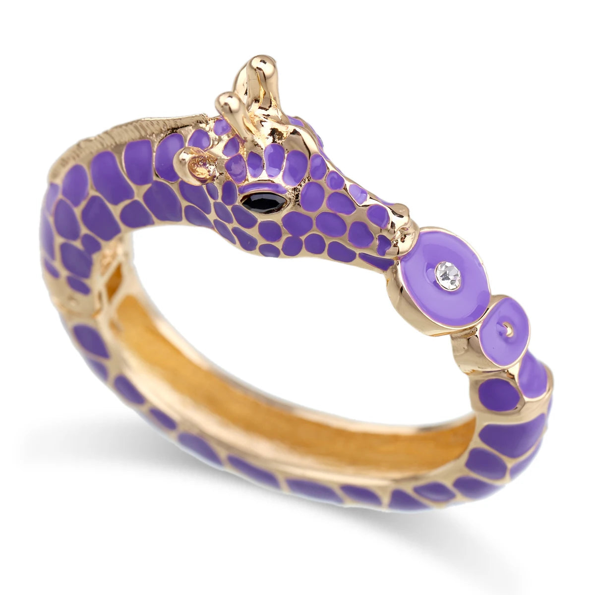 Gold Plated Zebra Enamel Statement Cuff Bracelet for Women