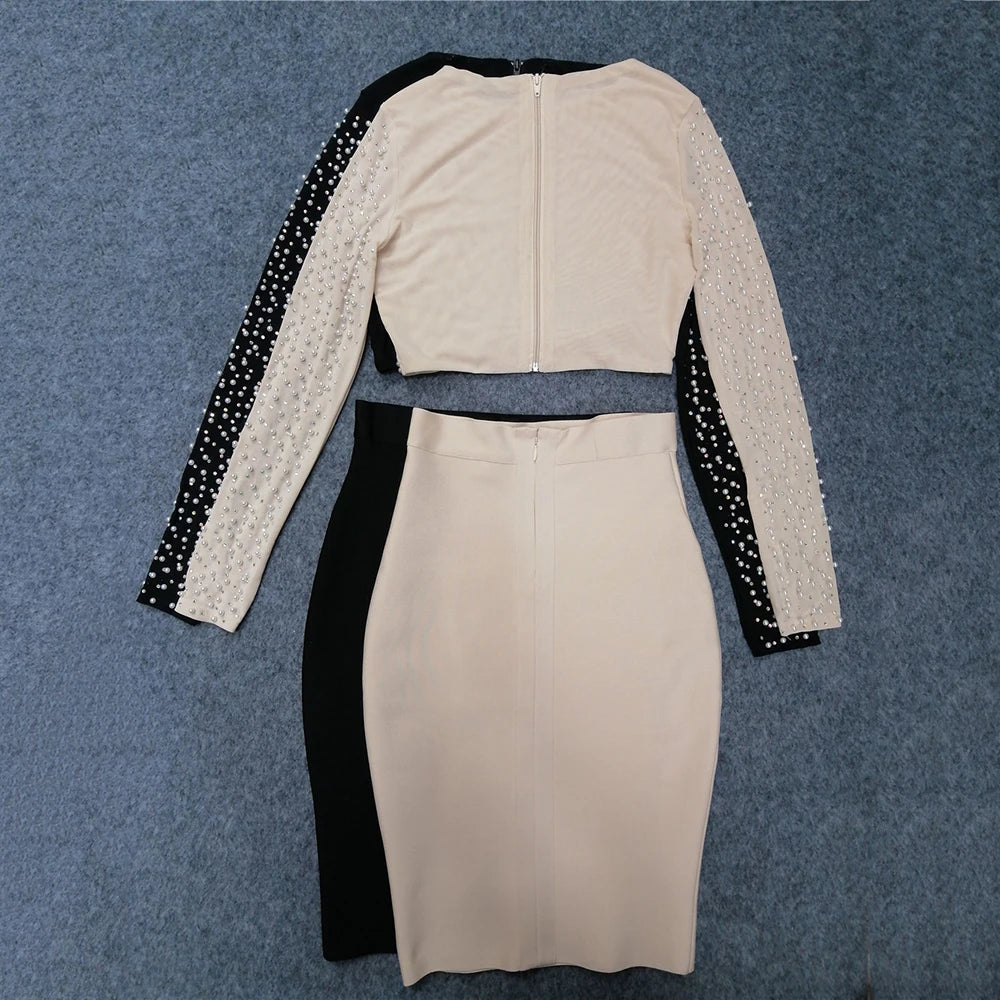 Beaded Pearl Top Two Piece Set
