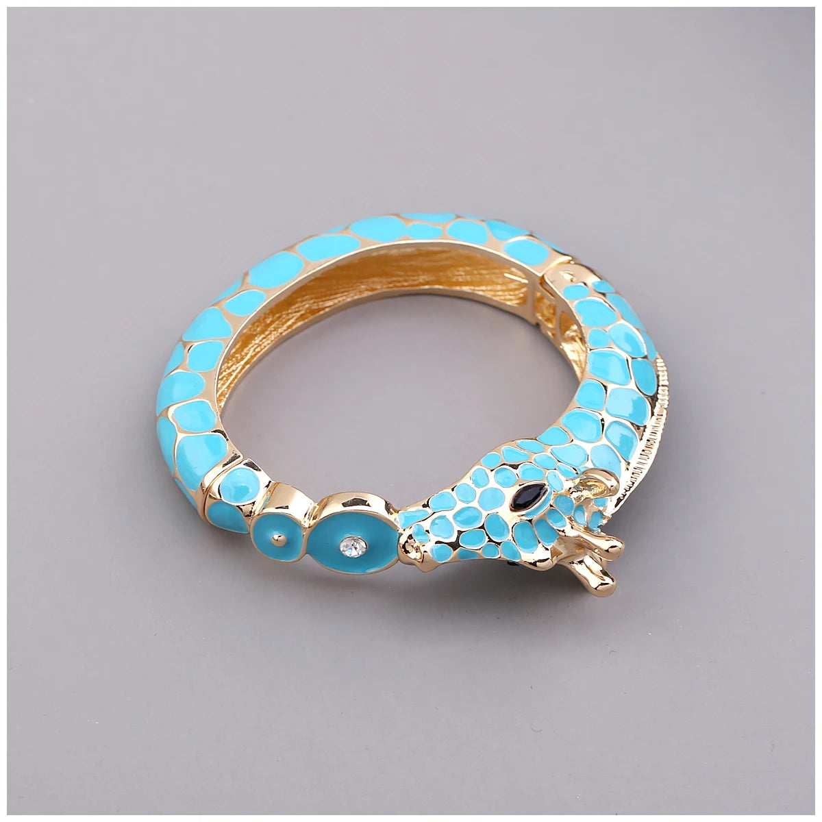 Gold Plated Zebra Enamel Statement Cuff Bracelet for Women