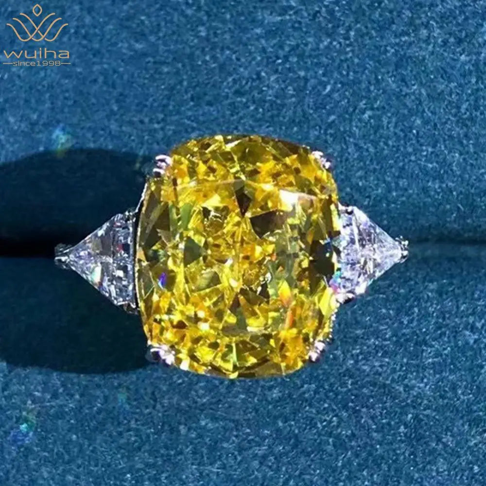 WUIHA Luxury 925 Sterling Silver 3EX Cushion Cut 5CT VVS Pink Created Moissanite Wedding Engagement Customized Ring Fine Jewelry