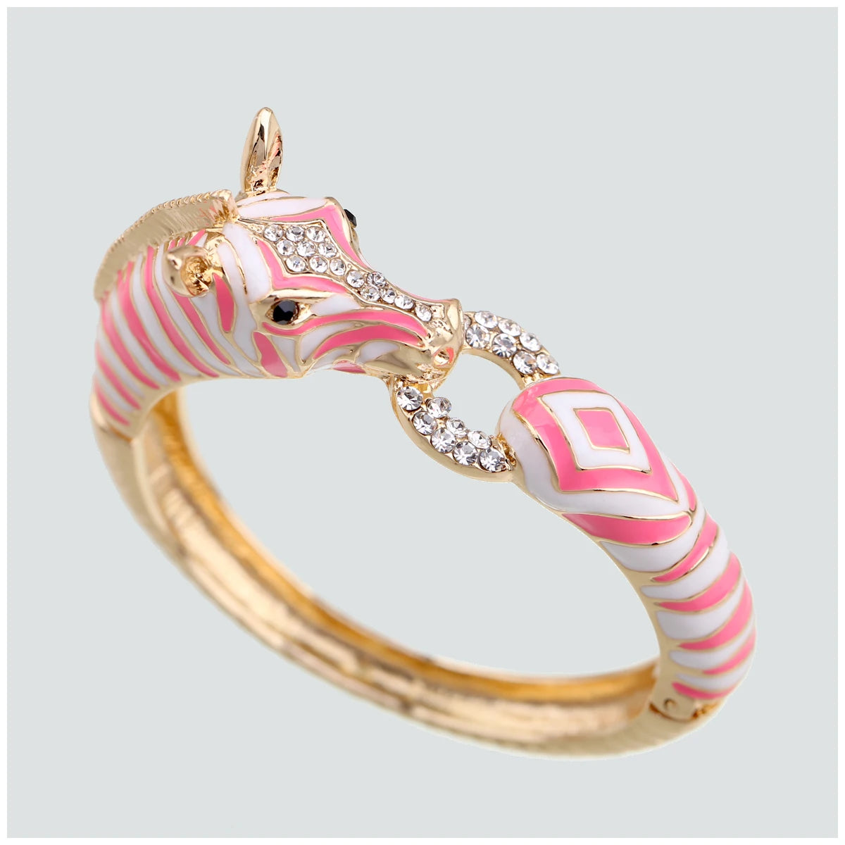 Gold Plated Crystal Zebra Style Cuff Bracelet for Women