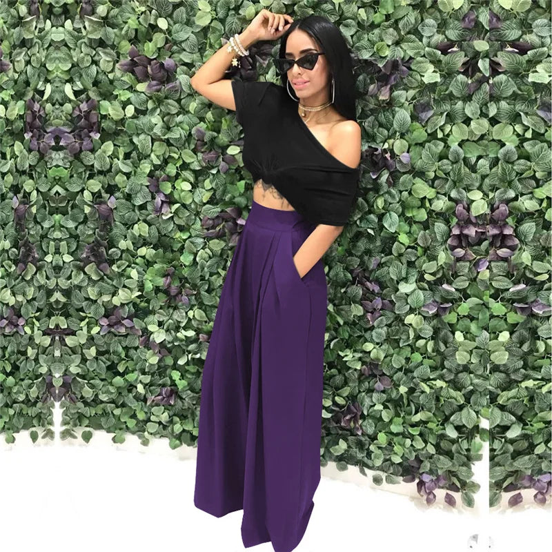Pleated Front Palazzo Pants