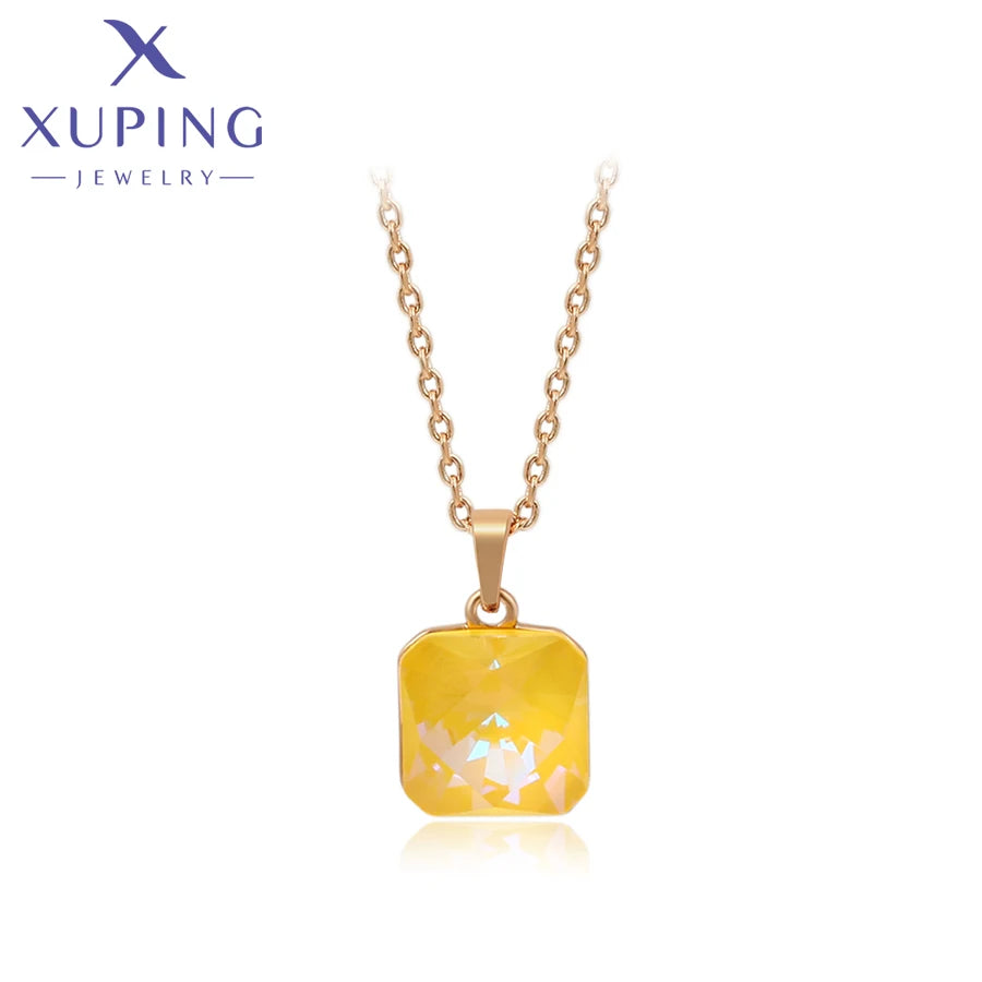 Square Crystal Pendant Necklace