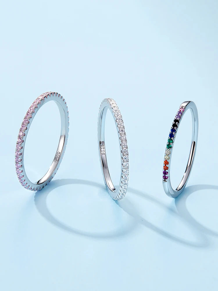 Gold Plated Simulated Diamond Stackable Rings for Women