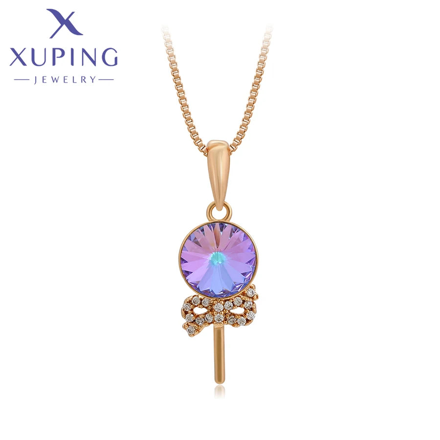 Gold Tone Crystal Pendant Necklace