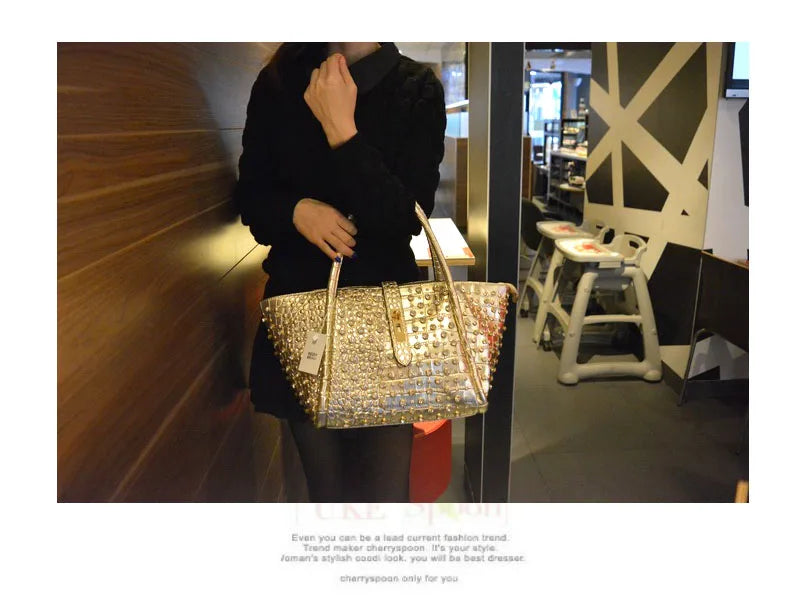 Rhinestone Patent Leather Crossbody Handbag for Women