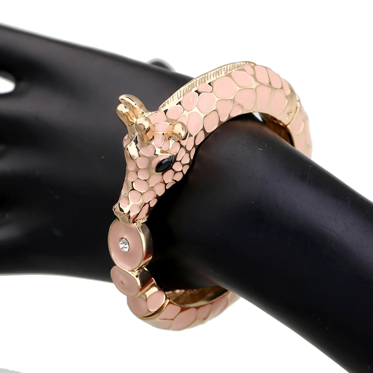 Gold Plated Zebra Enamel Statement Cuff Bracelet for Women