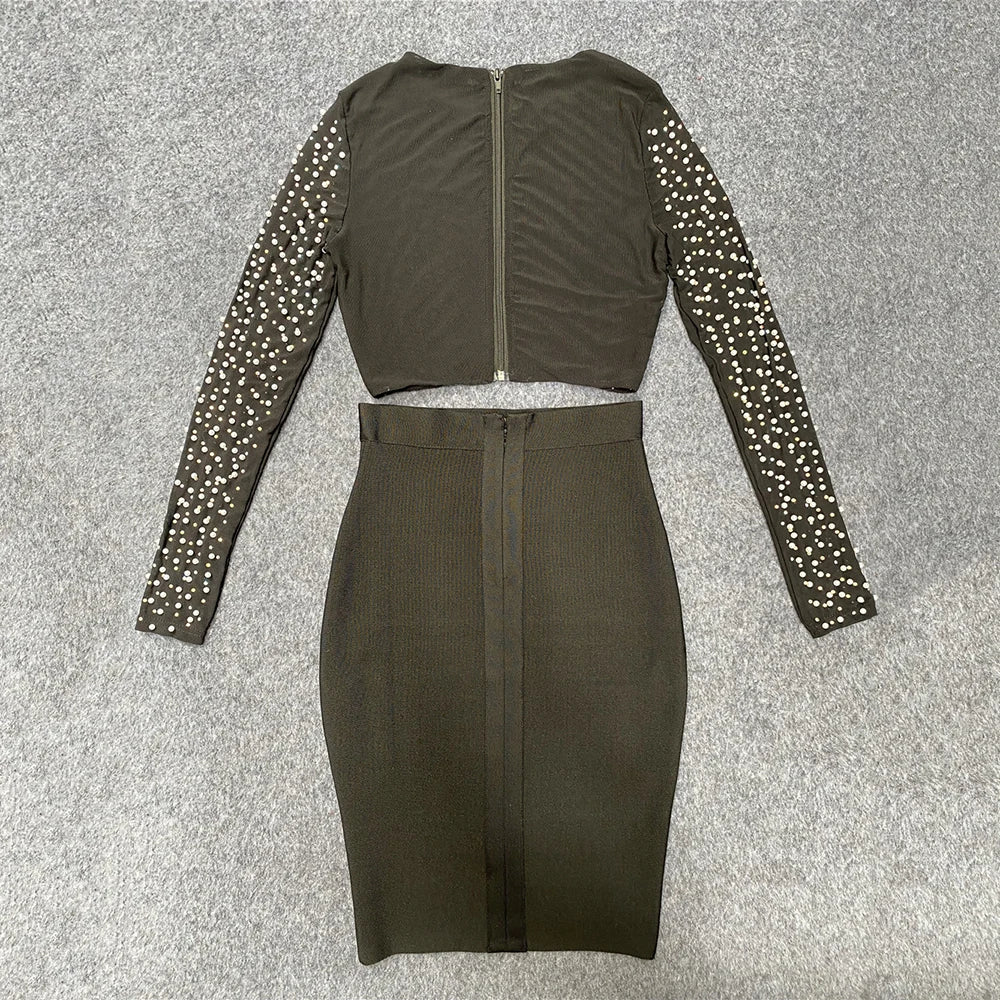 Beaded Pearl Top Two Piece Set