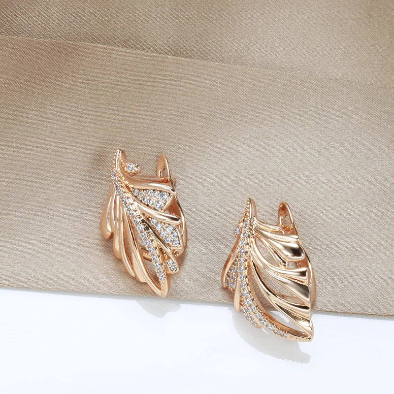 Rose Gold Leaf Earring And Ring Set
