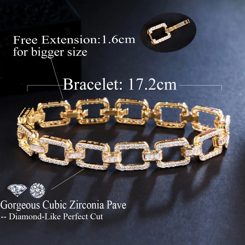Gold Cubic Zirconia Cuban Link Bracelet