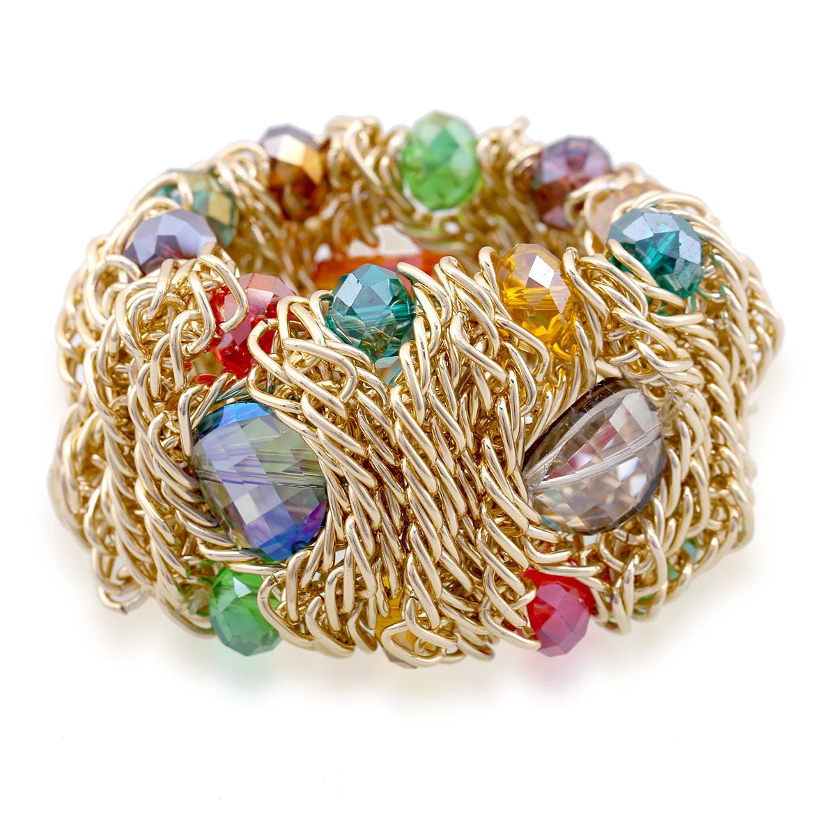 Beaded Crystal Statement Elastic Bracelet for Women