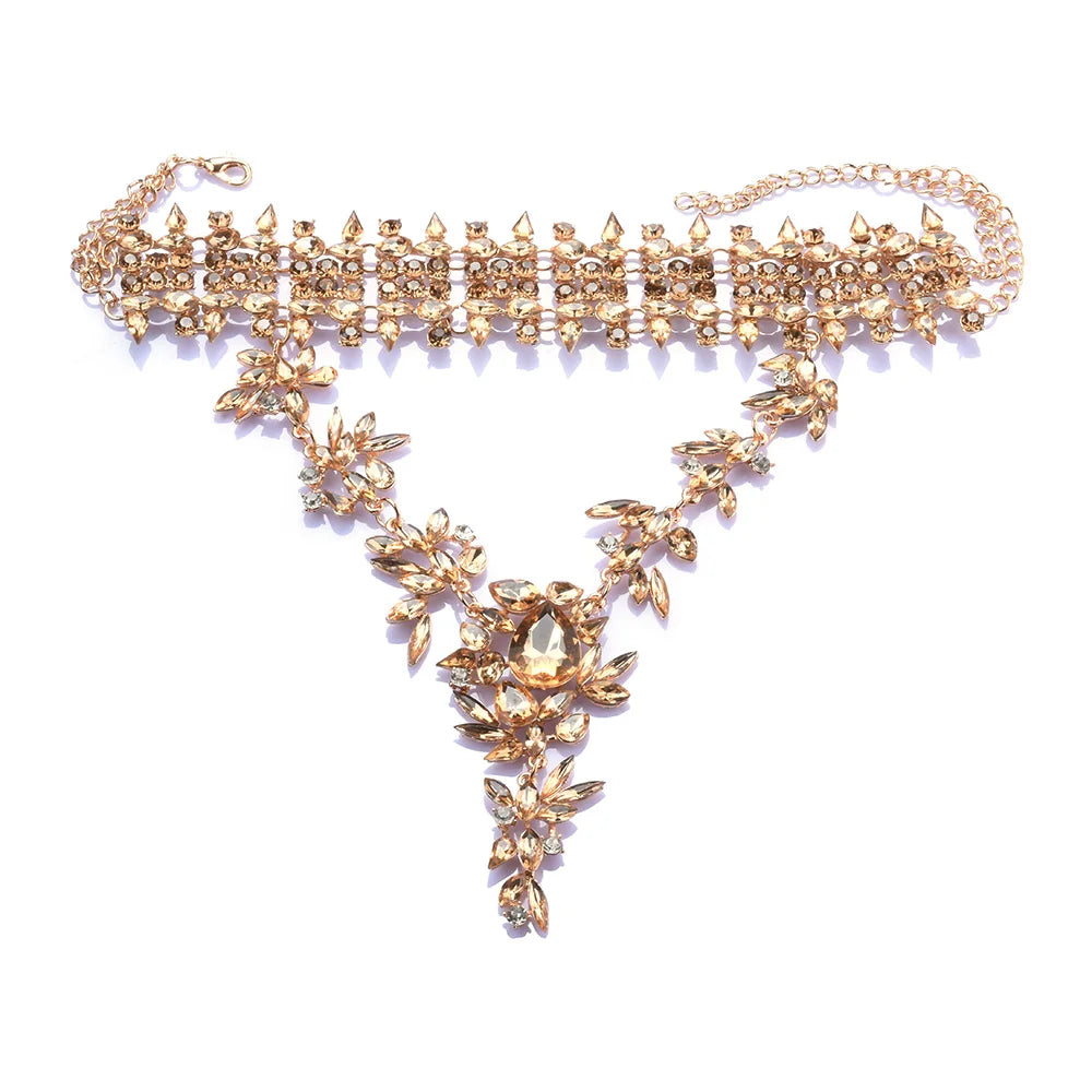 Champagne Crystal Rhinestone Choker Necklace for Women