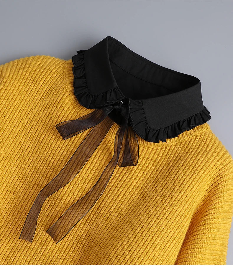 White Fake Collar Shirt Women Shawl Detachable Shirt Collar Lace False Collar Lapel Blouse Women Clothes Accessories Faux Col