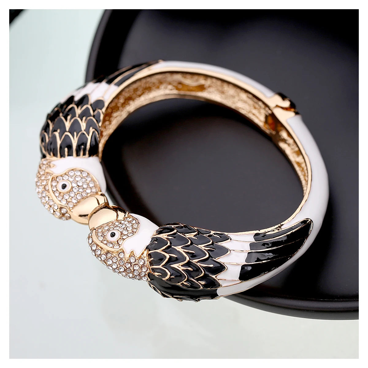 Statement Double Macaw Enamel Cuff Bracelet for Women