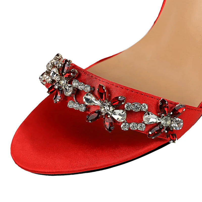 Rhinestone Open Toe Stiletto Heel Sandals for Women