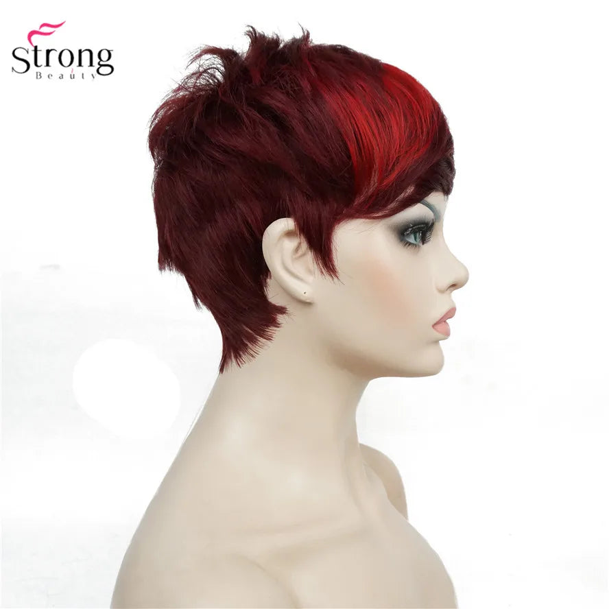 Capless Red Short Pixie Cut Natural Synthetic Wig For Women