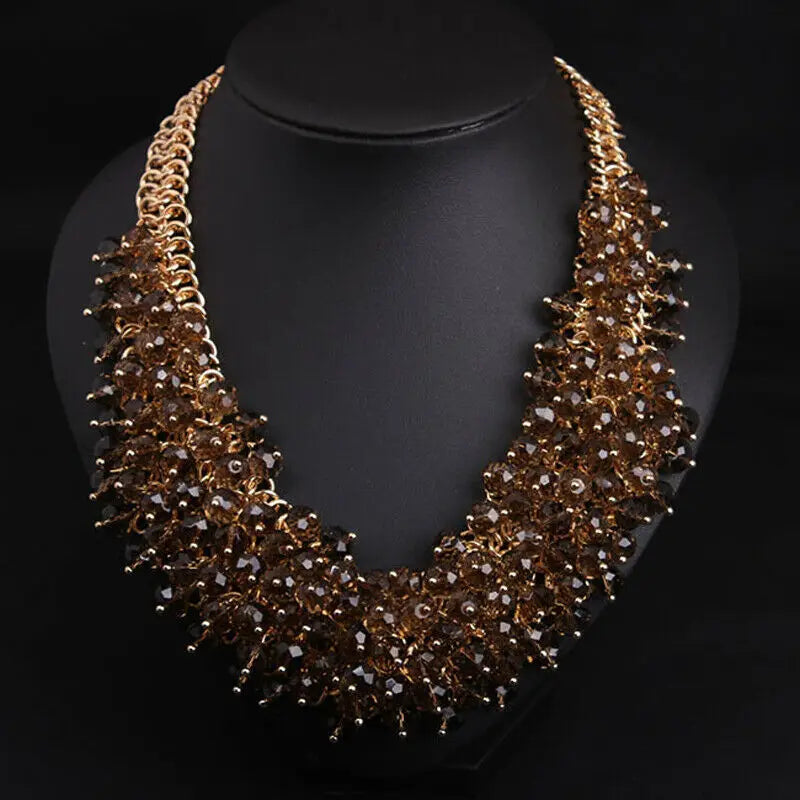 Rhinestone Crystal Statement Bib Necklace for Women