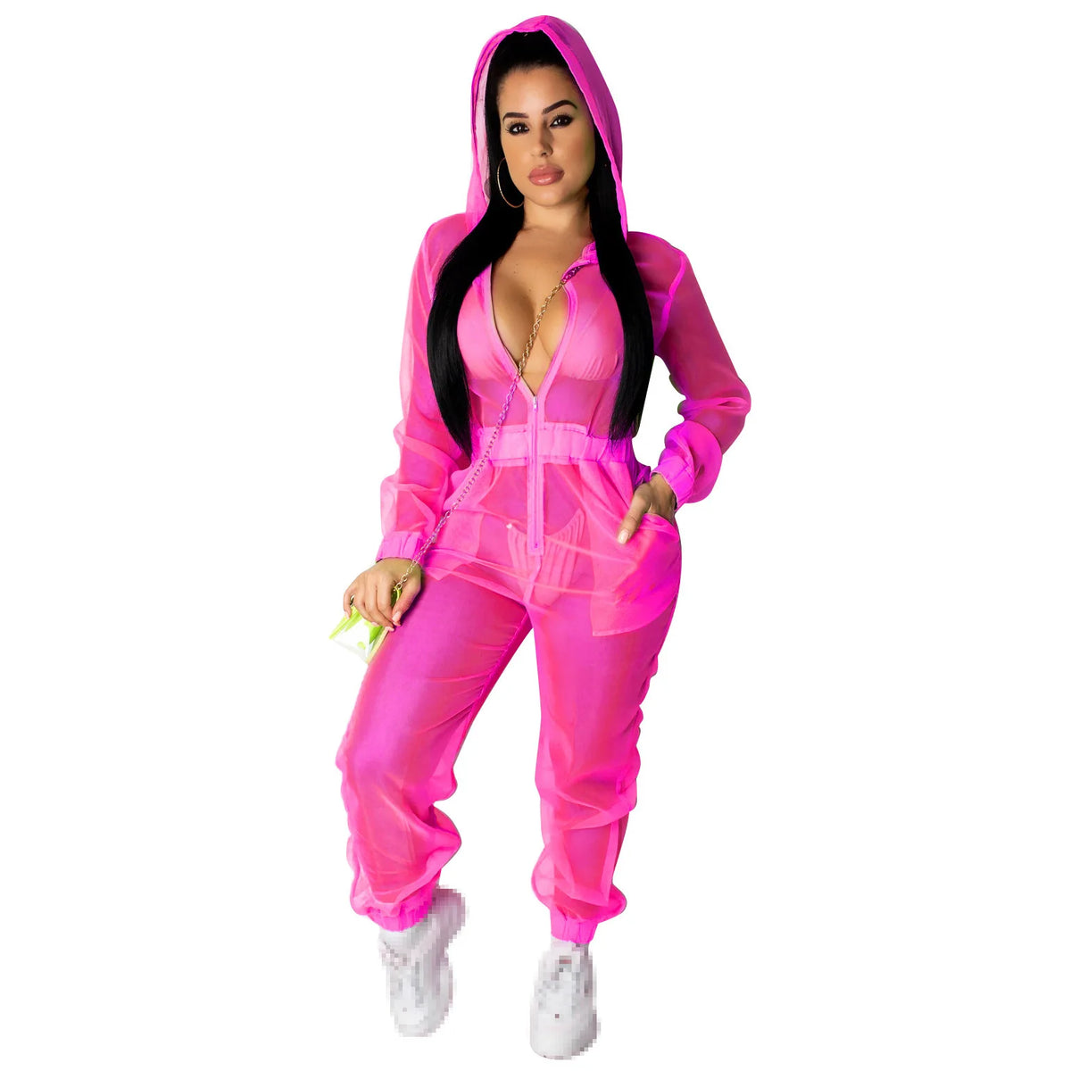 Full Length Pocketed One Piece Jumpsuit Outfit for Women