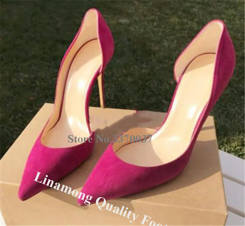 Elegant Dark Green Suede Pointed Toe Stiletto Pumps for Women