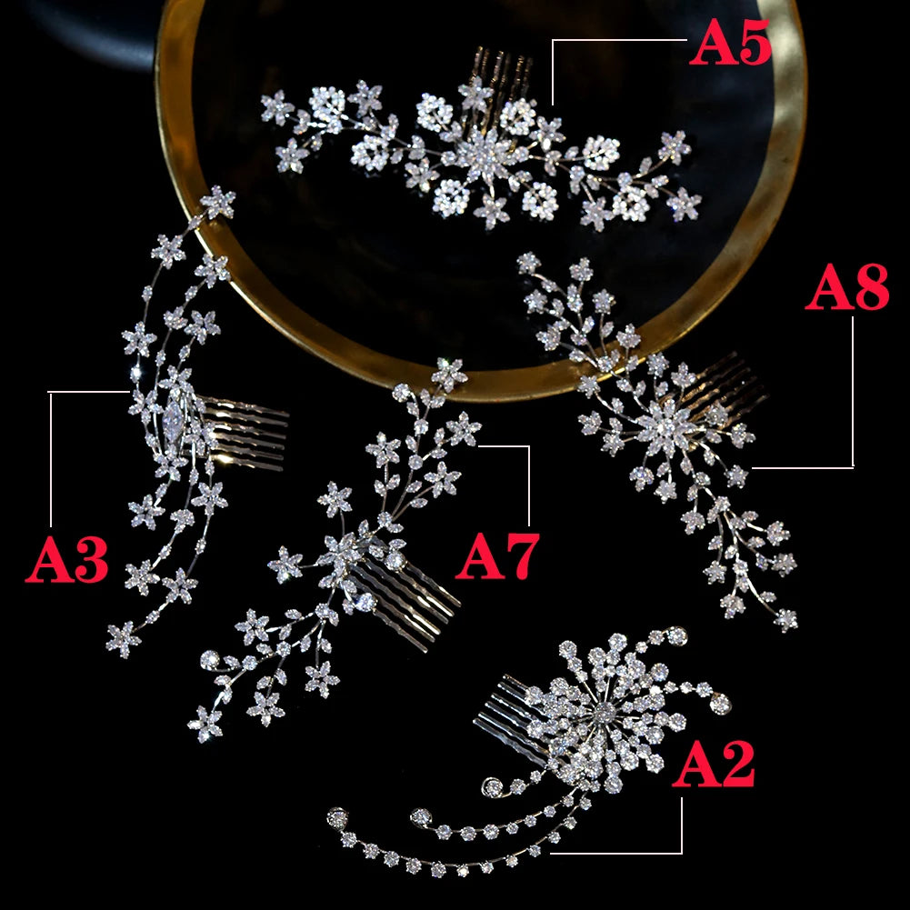 Sparkling Crystal Zirconia Bridal Tiara Hair Comb for Women