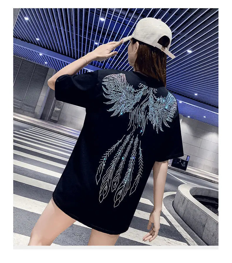 Fashion Women's T-shirt For Summer Short Sleeve Pulovers Midi Loose Clothes Casual Graphic Aesthetic Cotton Tops Korean T Shirt
