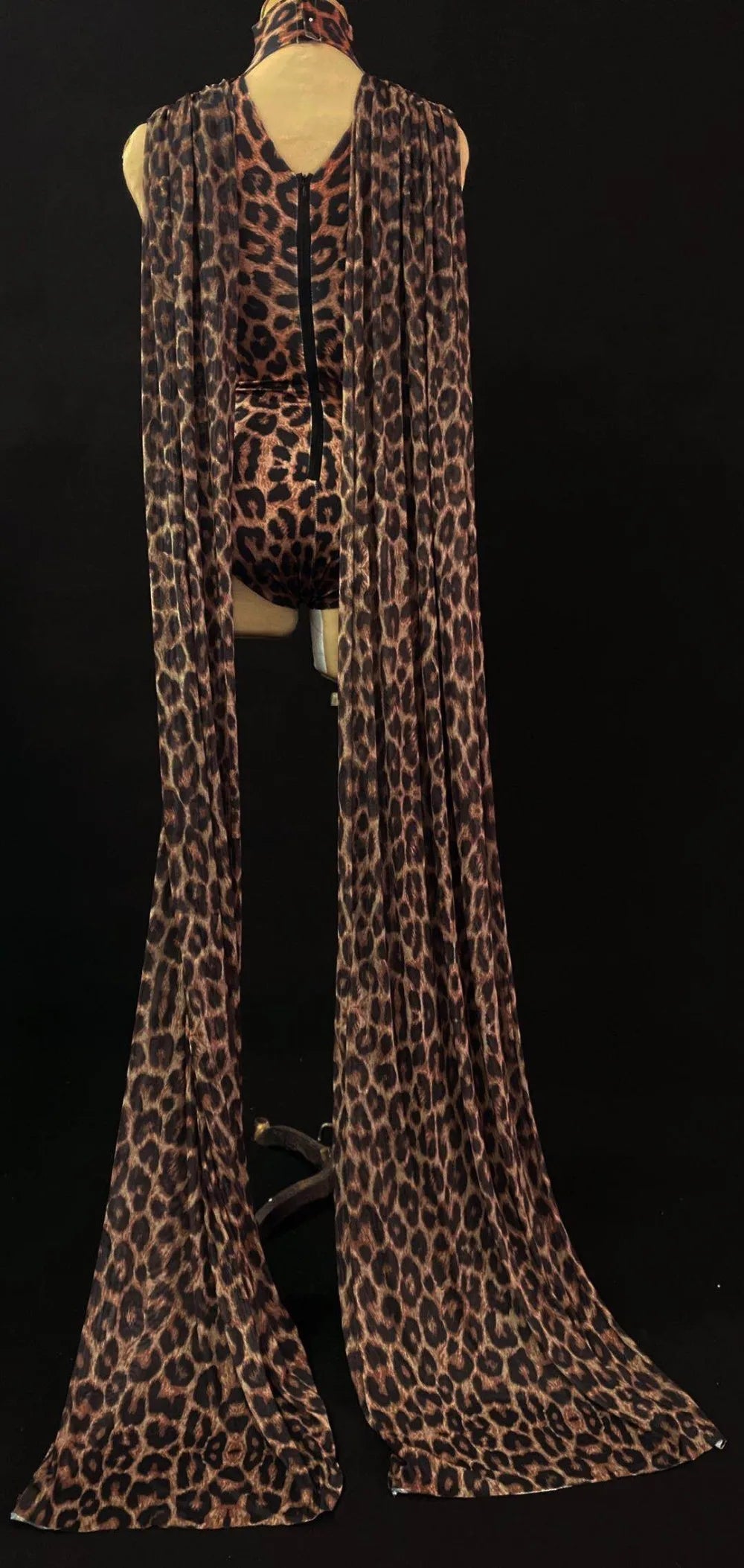 Leopard Print Stage Dance Bodysuit Costume for Women