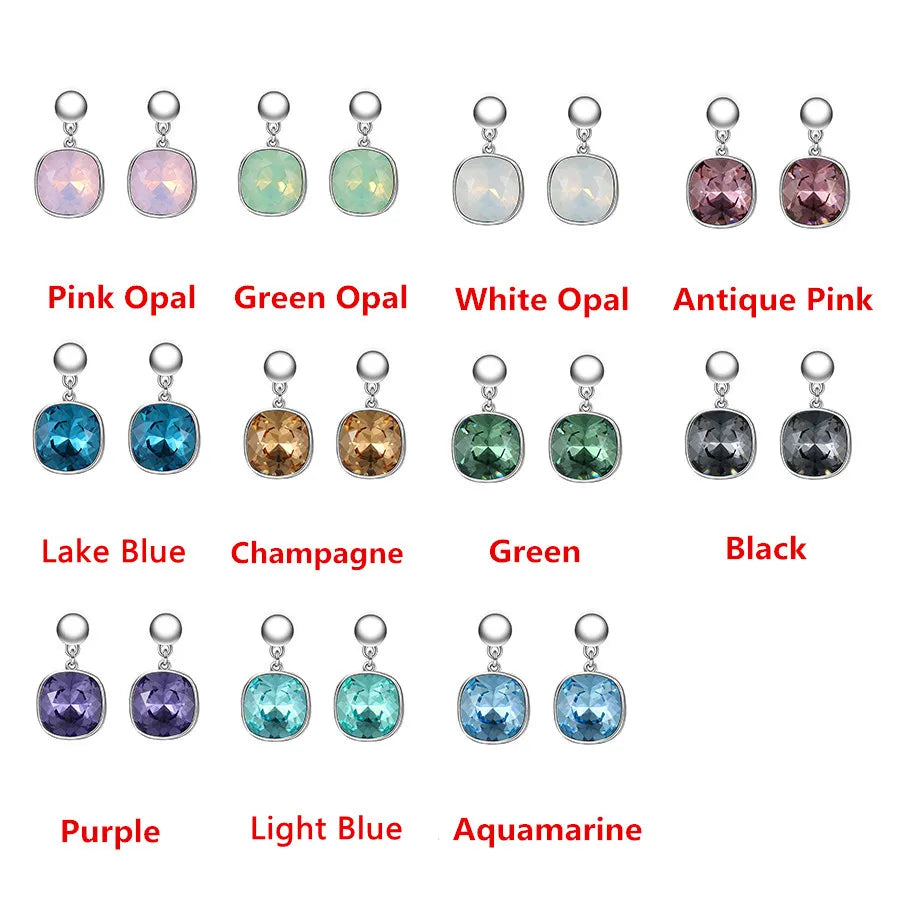 Square Crystal Drop Earrings for Women