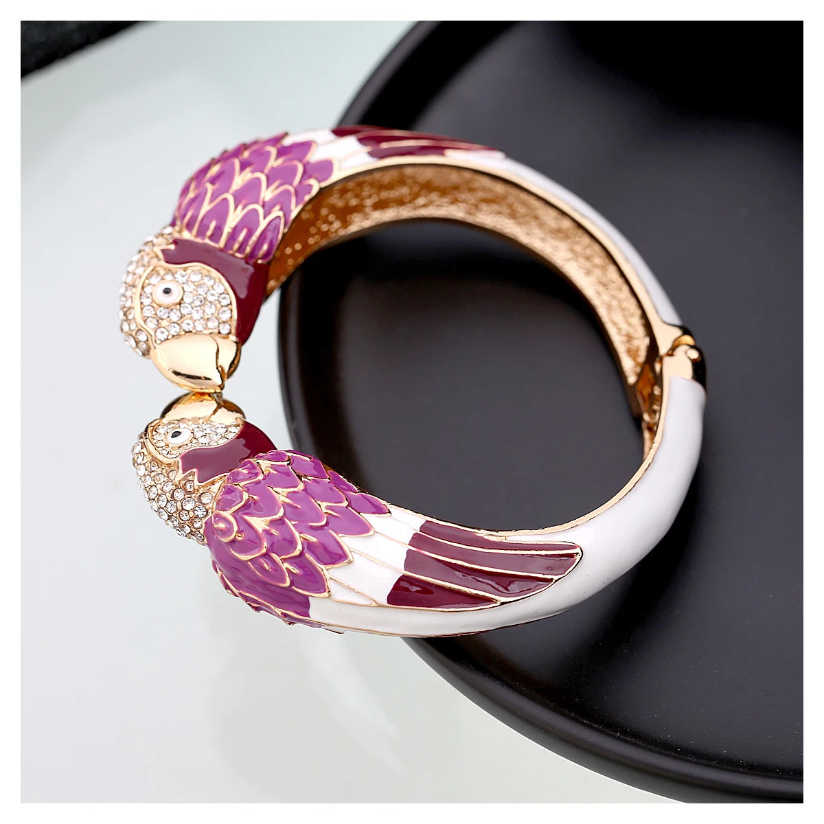 Statement Double Macaw Enamel Cuff Bracelet for Women
