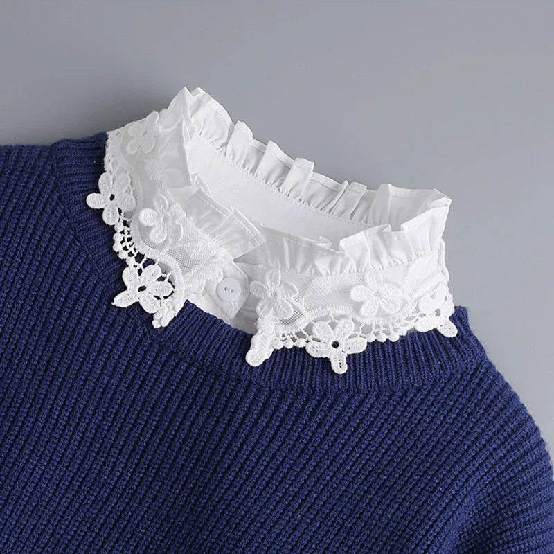 White Fake Collar Shirt Women Shawl Detachable Shirt Collar Lace False Collar Lapel Blouse Women Clothes Accessories Faux Col