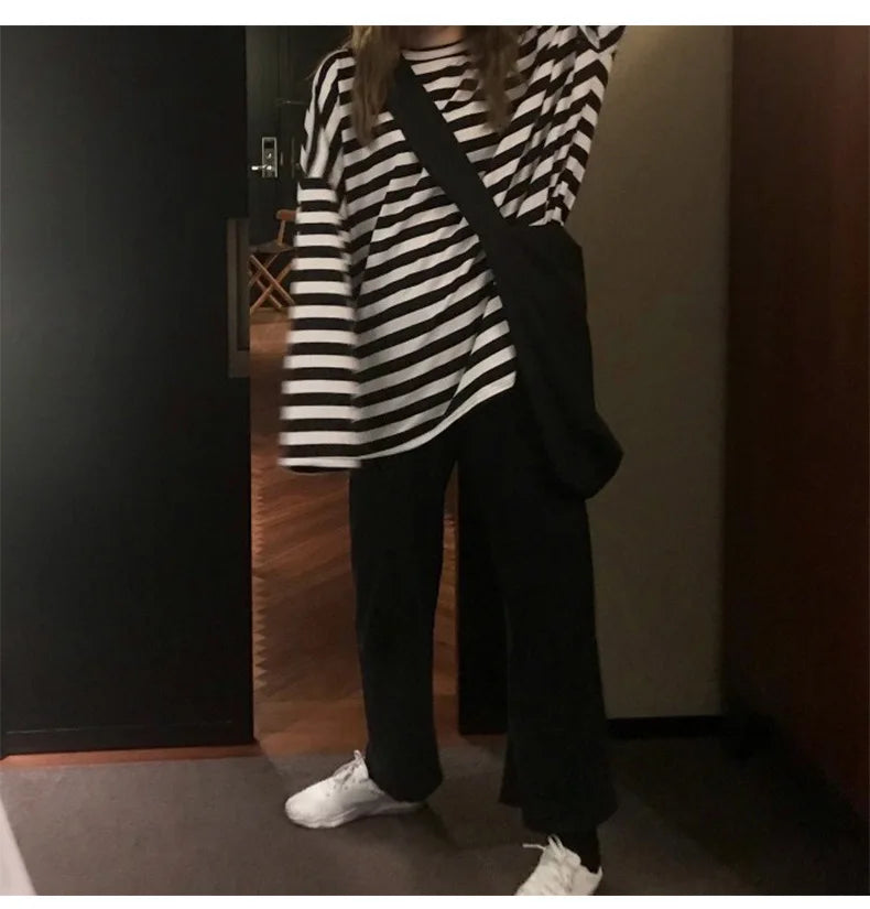 Striped Knit Long Sleeve Tee