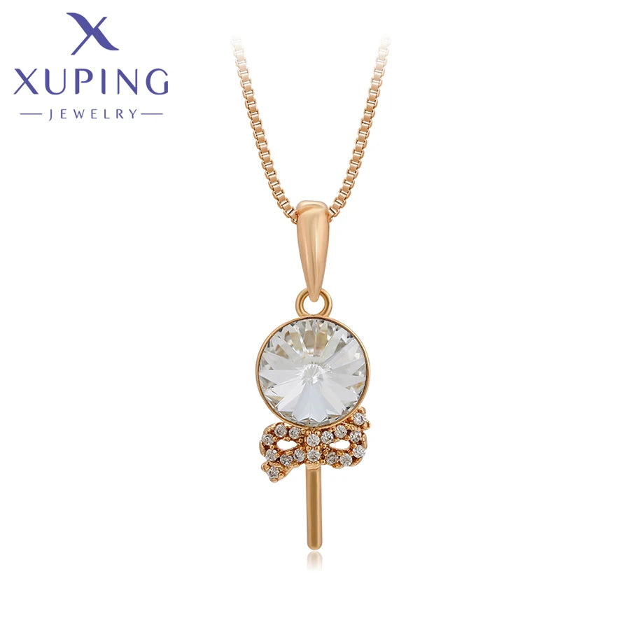 Gold Tone Crystal Pendant Necklace
