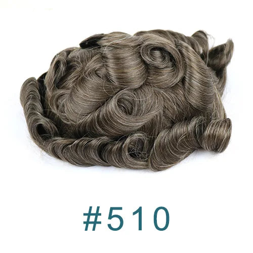 Ultra Thin V Loop Human Hair Toupee With Natural Hairline for Men