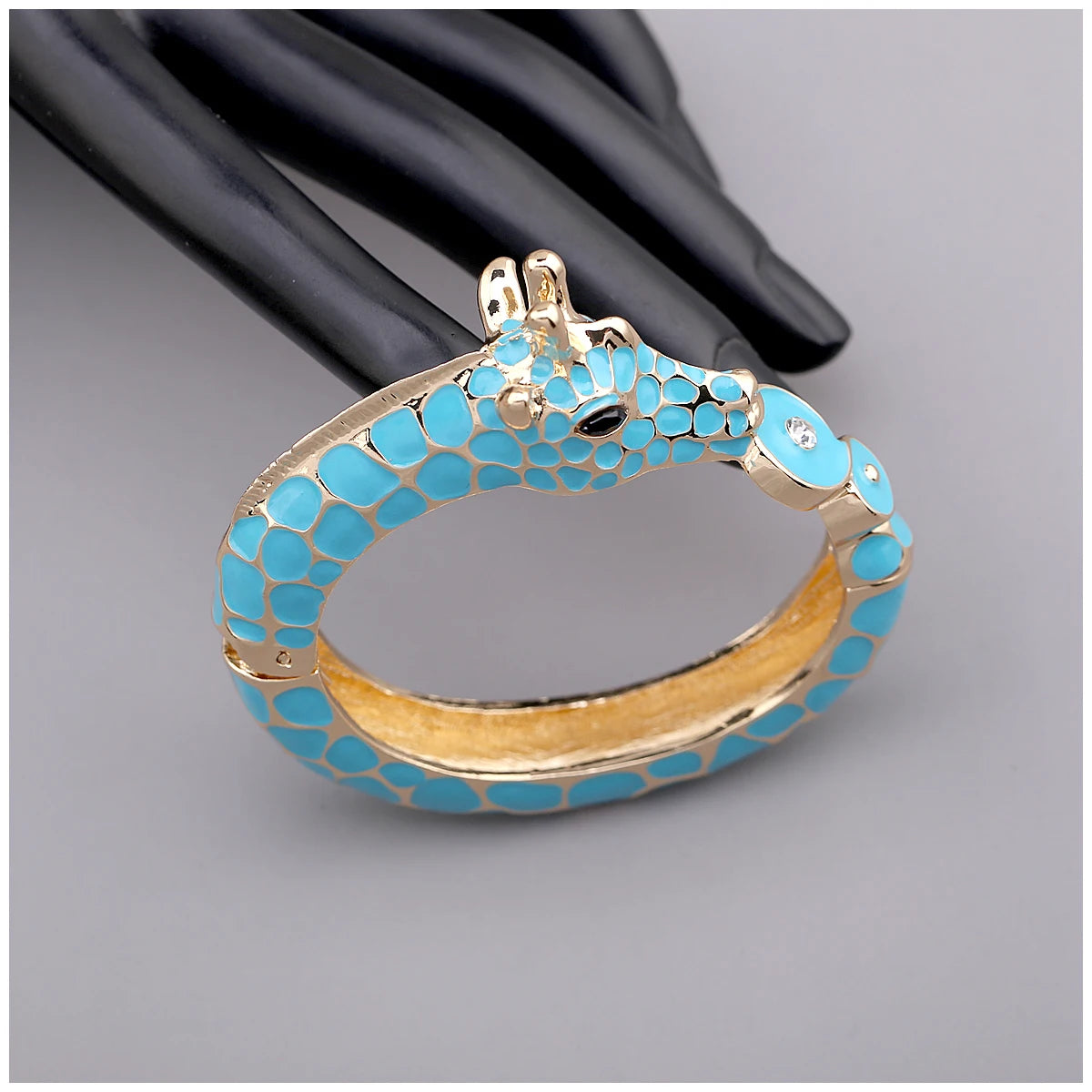 Gold Plated Zebra Enamel Statement Cuff Bracelet for Women