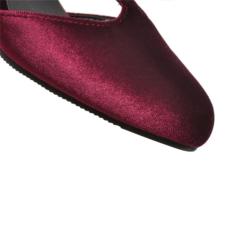 Velvet T Strap Square Heel Mary Janes