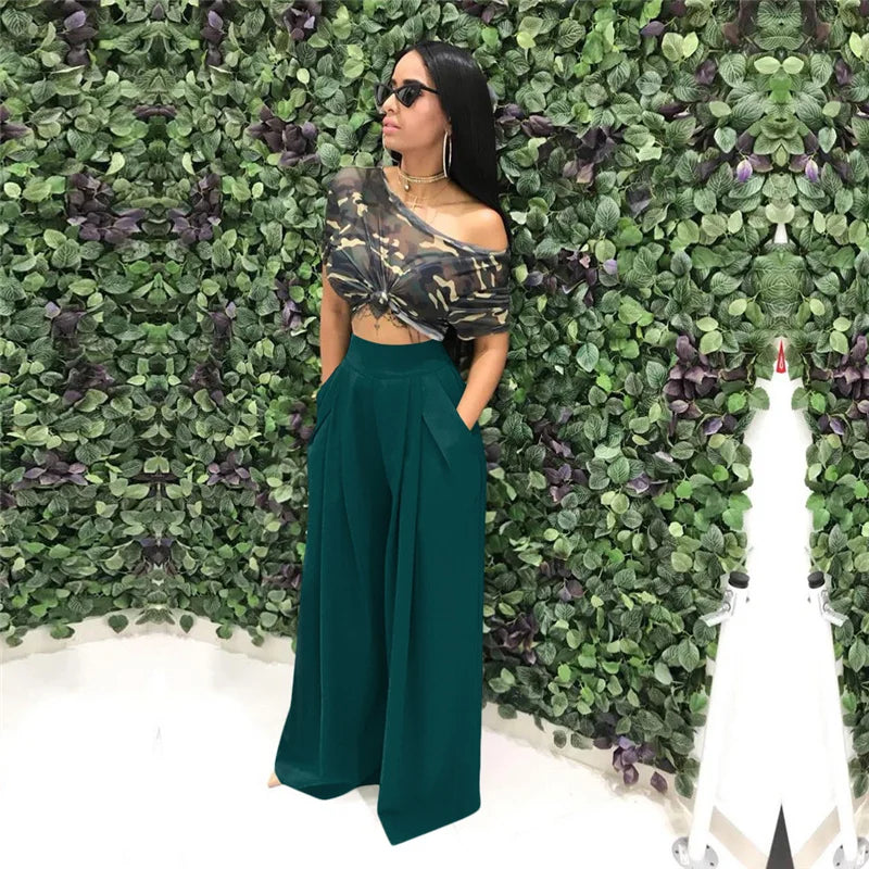 Pleated Front Palazzo Pants