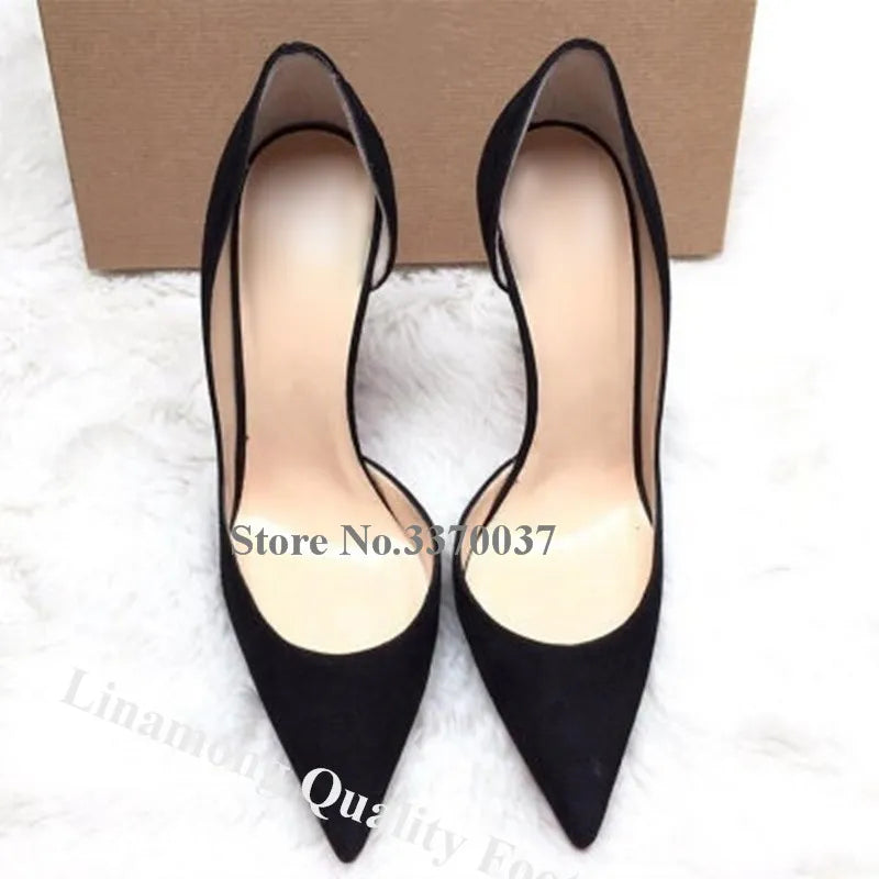 Elegant Dark Green Suede Pointed Toe Stiletto Pumps for Women