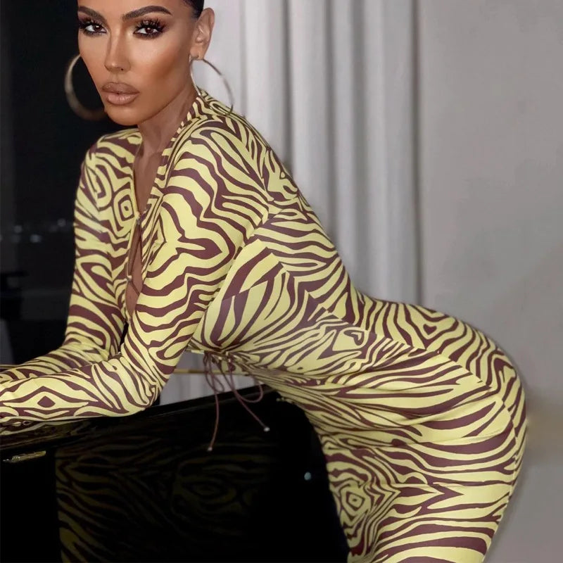Zebra Print Hollow Out Bodycon Midi Dress for Women