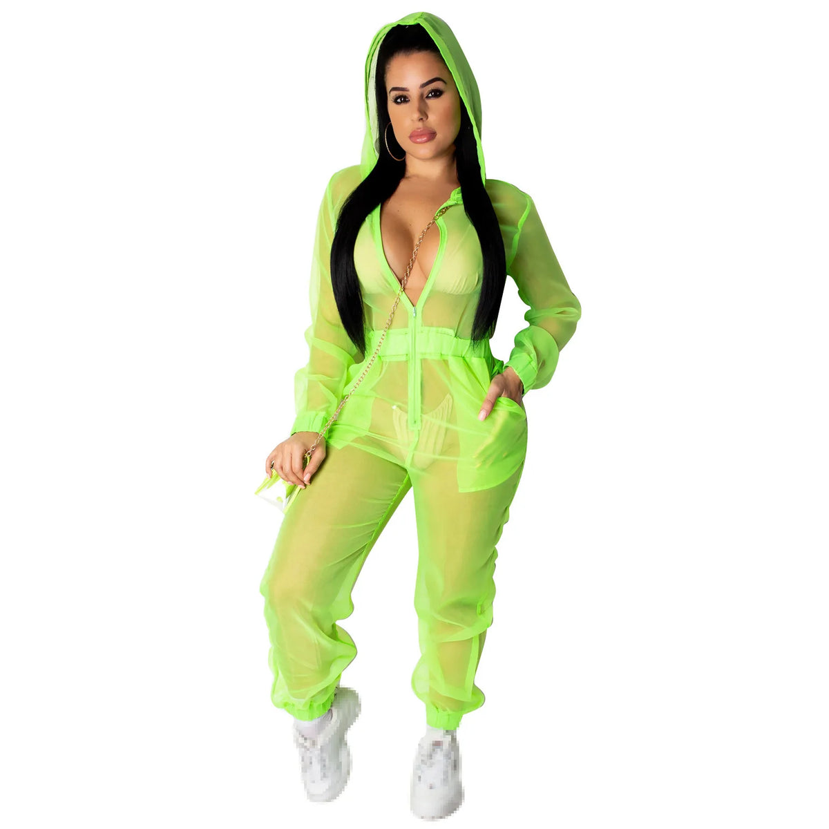 Full Length Pocketed One Piece Jumpsuit Outfit for Women