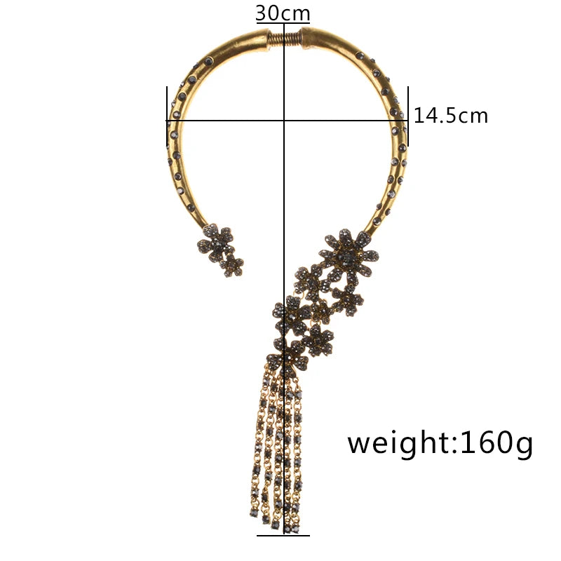 Green Crystal Open Collar Choker Necklace for Women