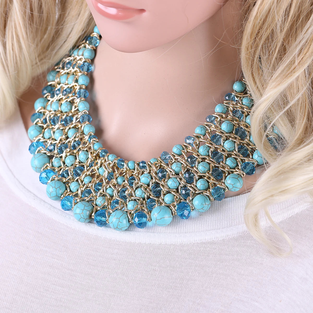 Bohemian Crystal Beaded Statement Necklace for Women