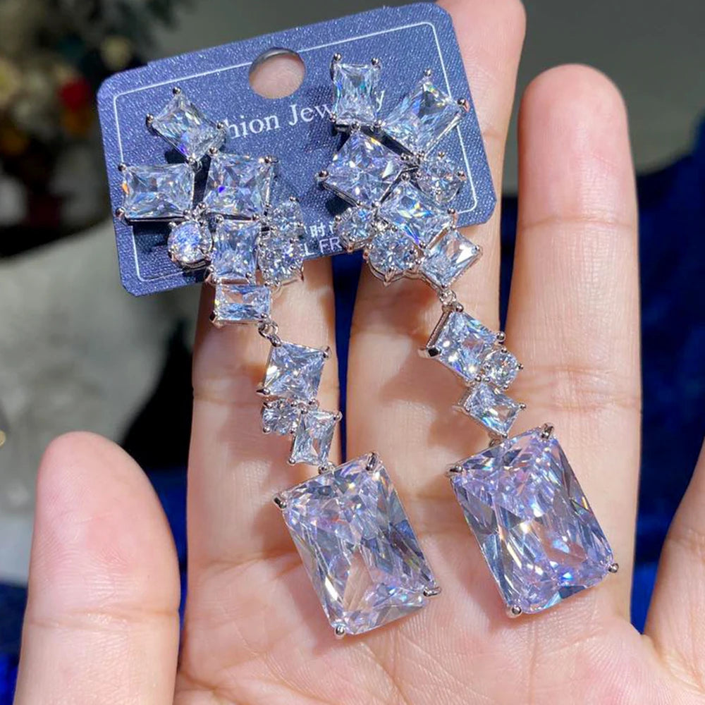 Elegant Geometric Water Drop Crystal Earrings for Women