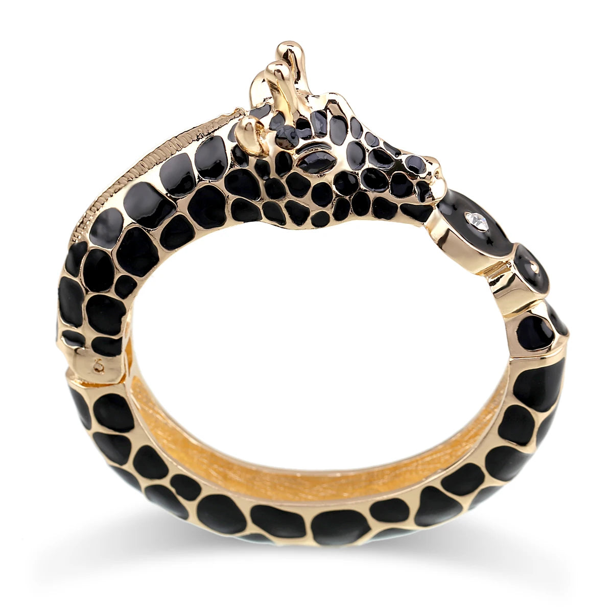 Gold Plated Zebra Enamel Statement Cuff Bracelet for Women