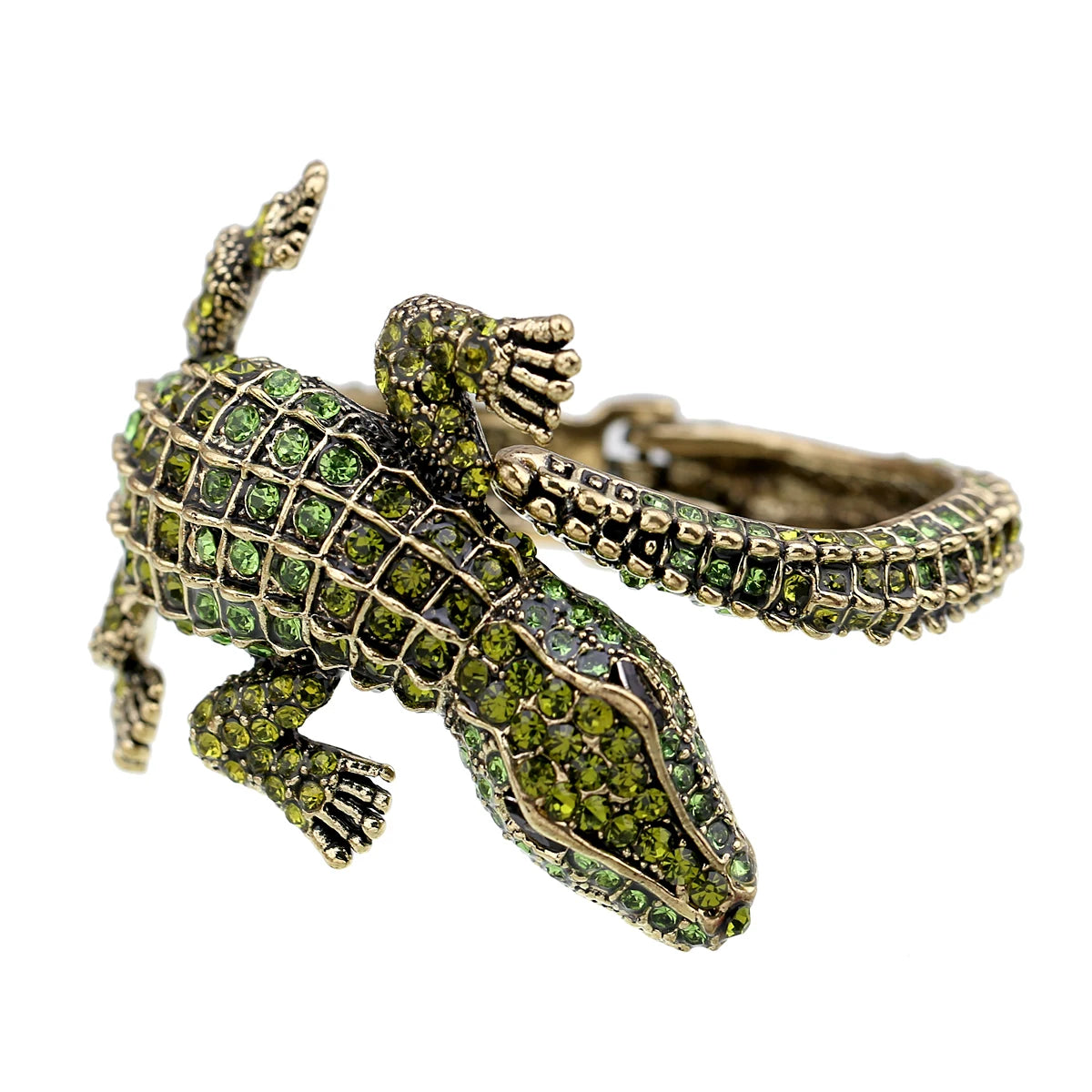 Vintage Crocodile Rhinestone Cuff Bracelet for Women