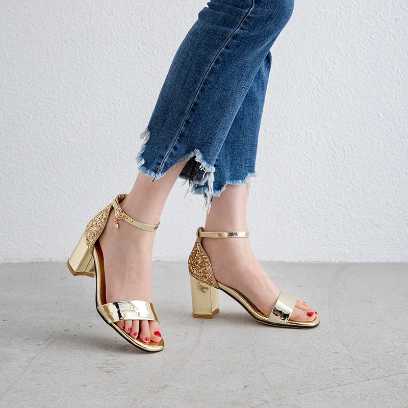 Classic Square Heel Buckle Sandals
