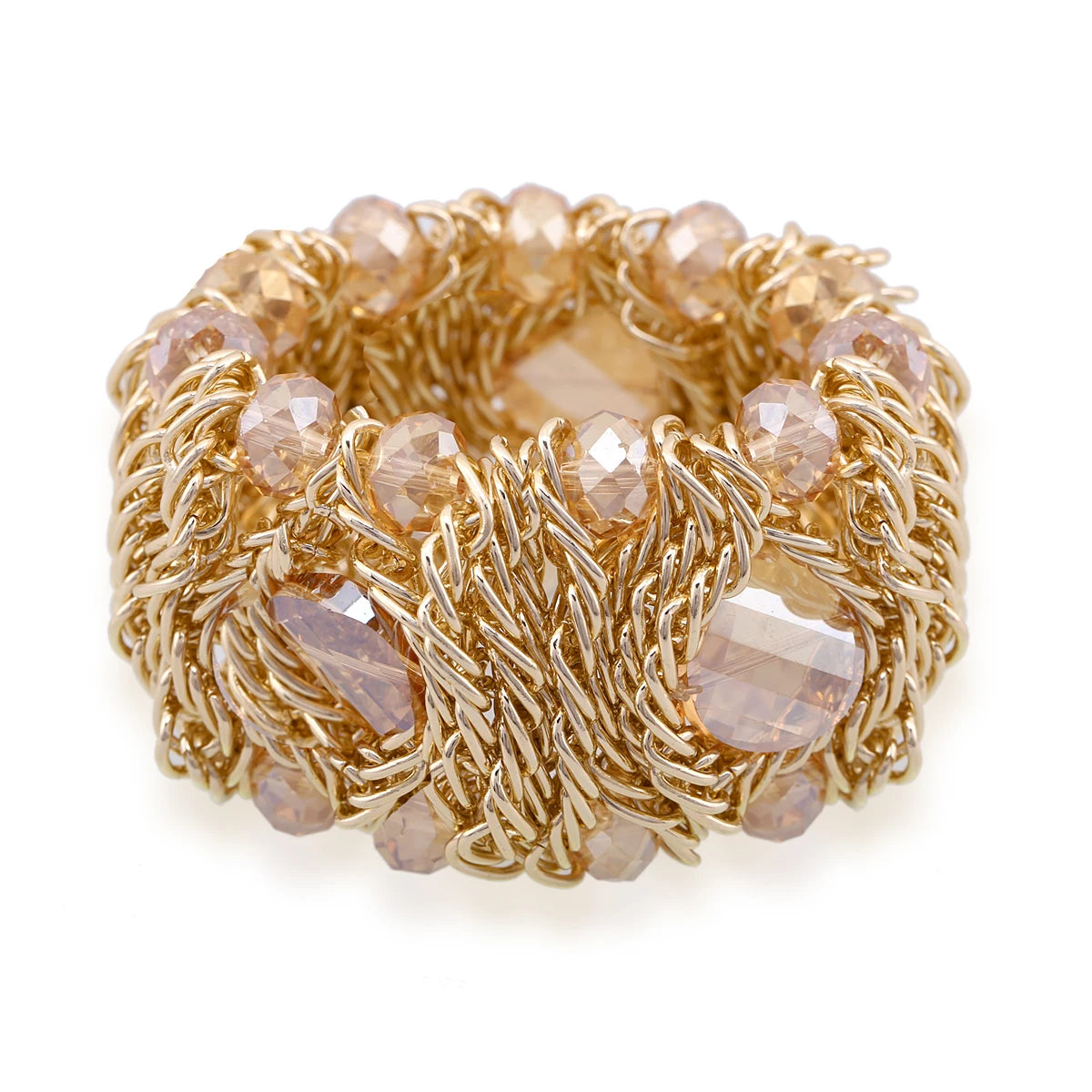 Beaded Crystal Statement Elastic Bracelet for Women