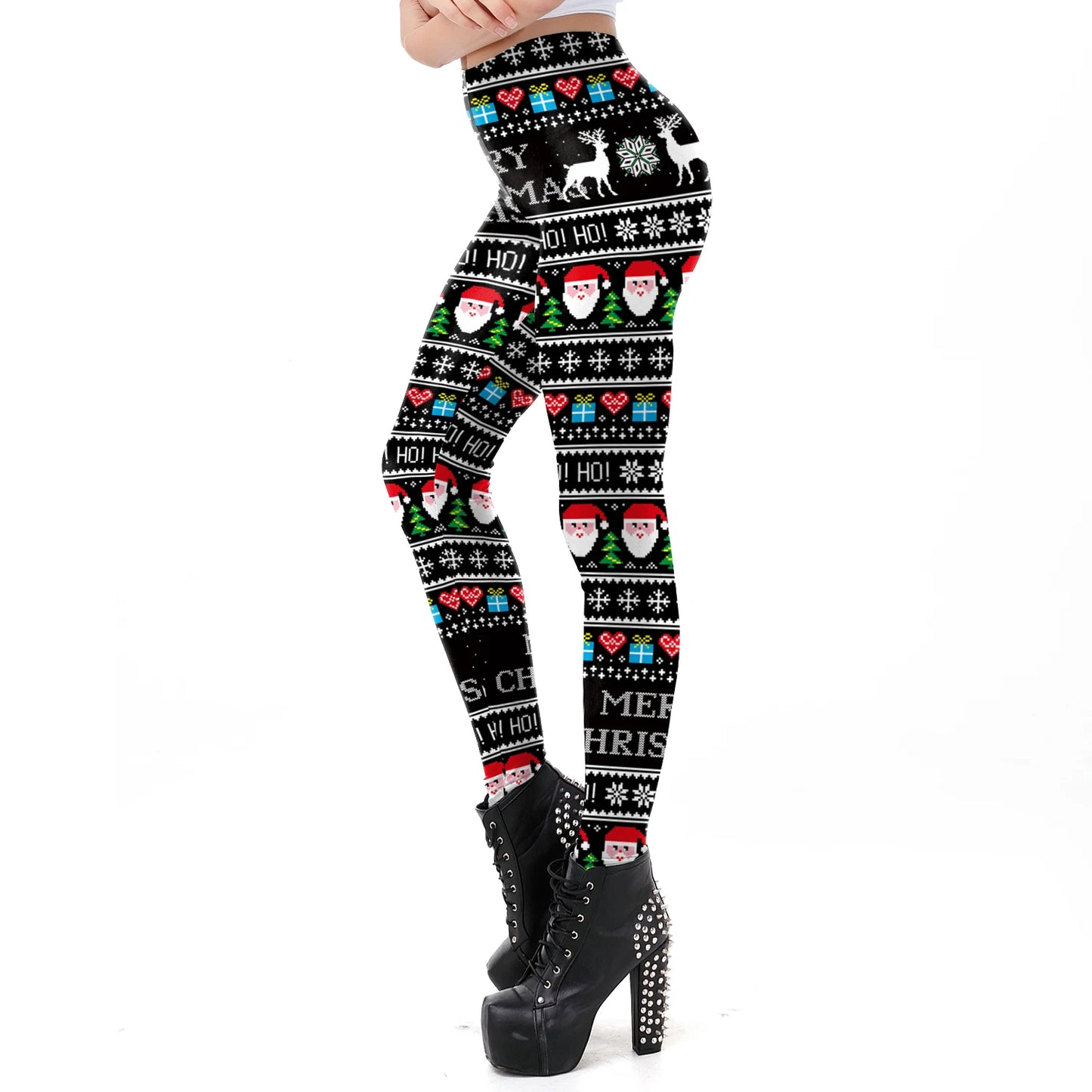 Cozy High Waist 3D Christmas Print Leggings for Women